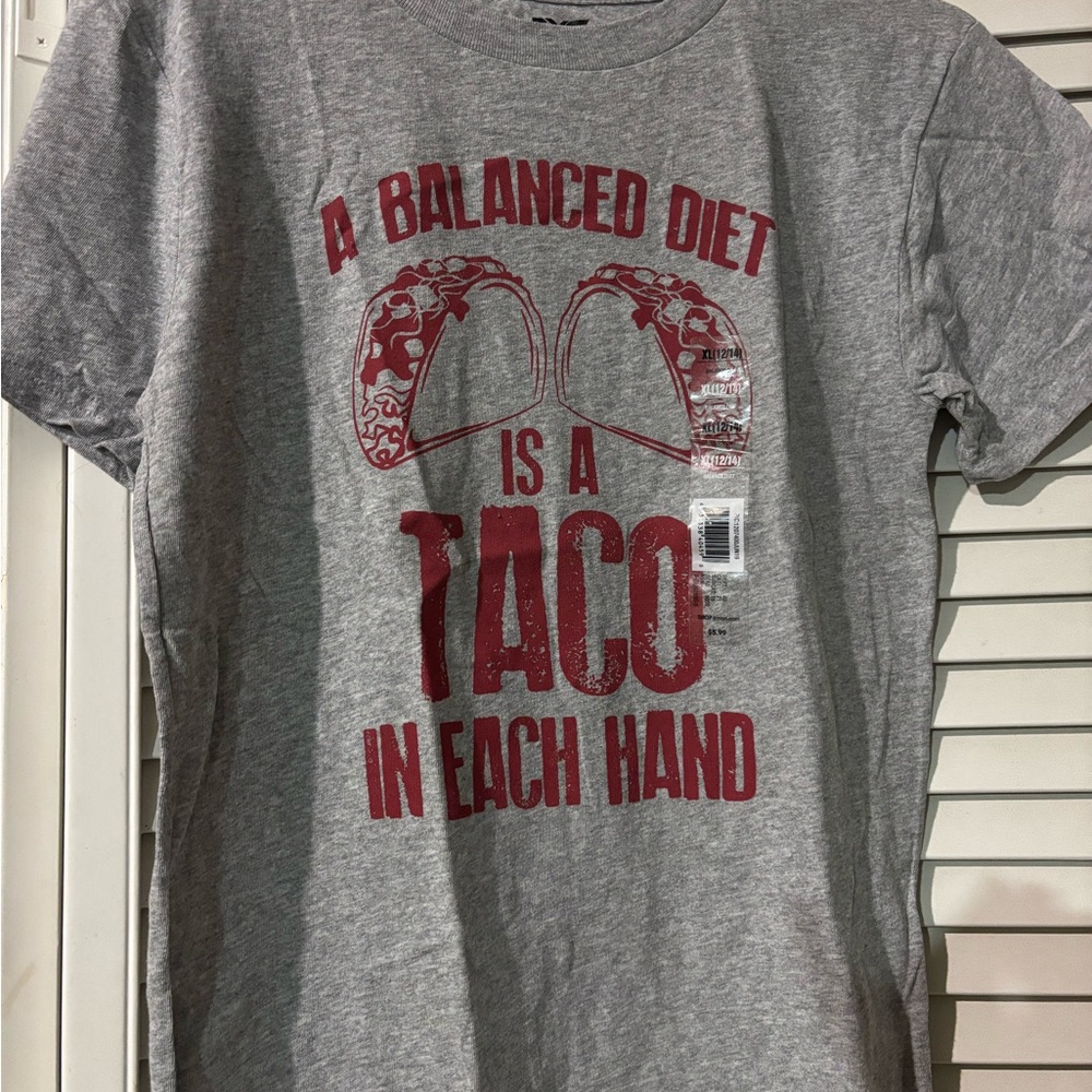 Gray T-Shirt with Red Taco Graphic